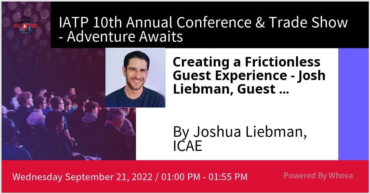 I am speaking at ⁦<a href="/IATP_Trampoline/">IATP</a>⁩ 10th Annual Conference &amp; Trade Show - Adventure Awaits. Please check out my talk if you're attending the event!  - via #Whova event app