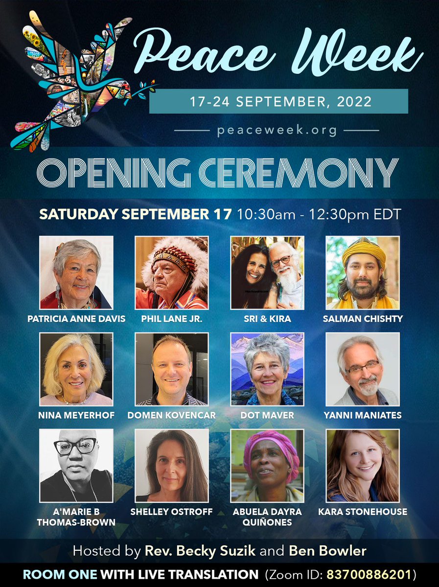 TexAlbert's tweet photo. Live! #PeaceWeek2022 Opening Celebration
Today Saturday 17 September 10:30AM-12:00PM EDT
https://t.co/0VjNz1any4
https://t.co/byKcoVnapE @unityearth1 https://t.co/XyL9rIw18O