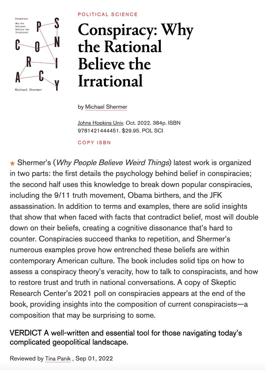 Another review of Conspiracy, this in Library Journal. Preorder here: amazon.com/Conspiracy-Why…