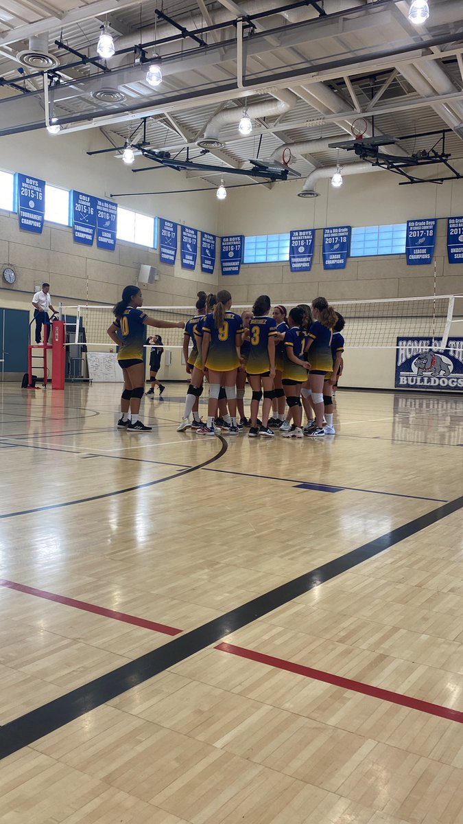 7th grade wins!! 8th grade takes first set vs. Orinda