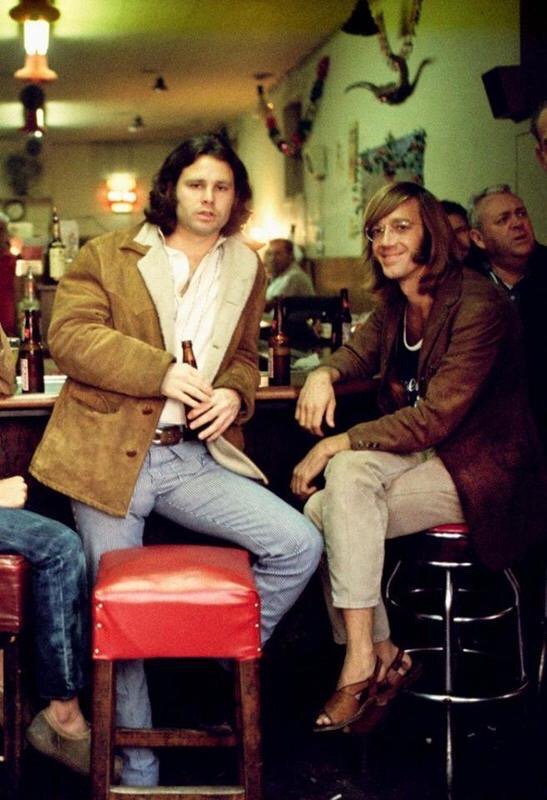 Jim Morrison and Ray Manzarek at the original Hard Rock Café, 1969