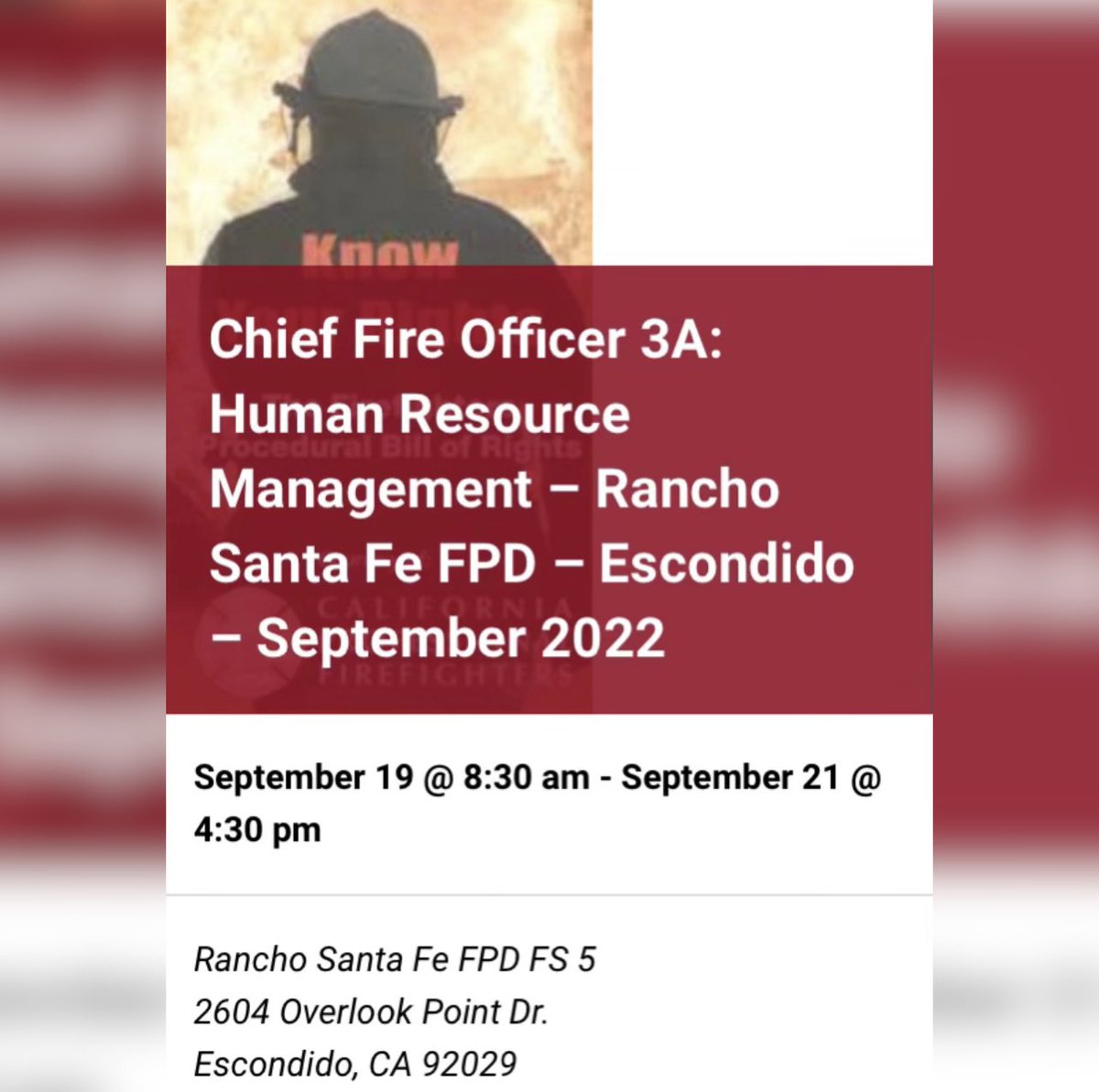 EliteCommand's tweet image. 🚨7 seats left- 450$🚨 Chief Fire Officer 3A - @RSF_Fire 9/19-21/22
Register now at Elitecommandtraining.com