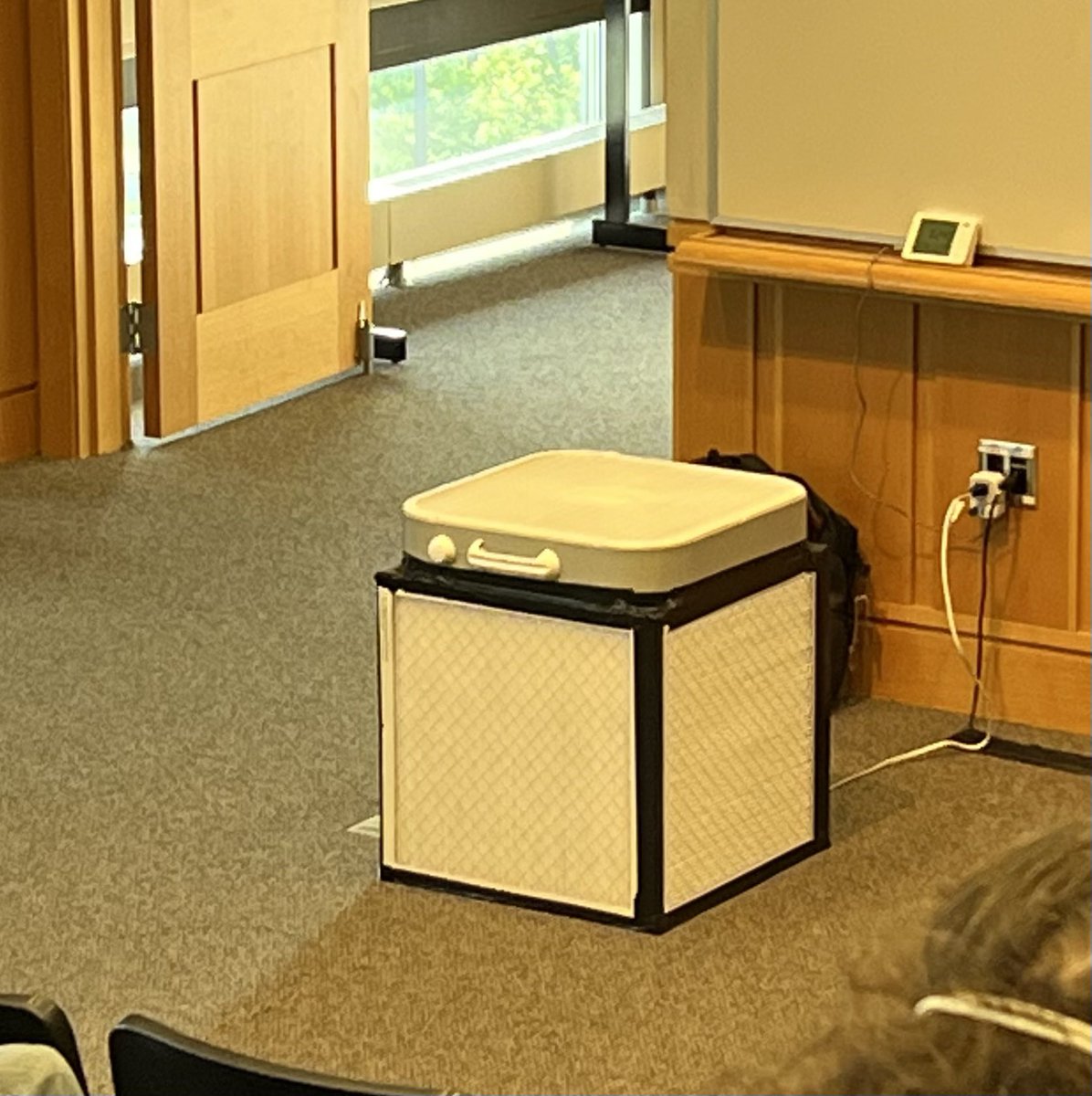 SaraRingerSharp's tweet image. This fancy air filter at #p2pep22 is like an N95 for the room. Forgot what it’s called but I’m sure @ibddoctor can comment and let us know. #IBD