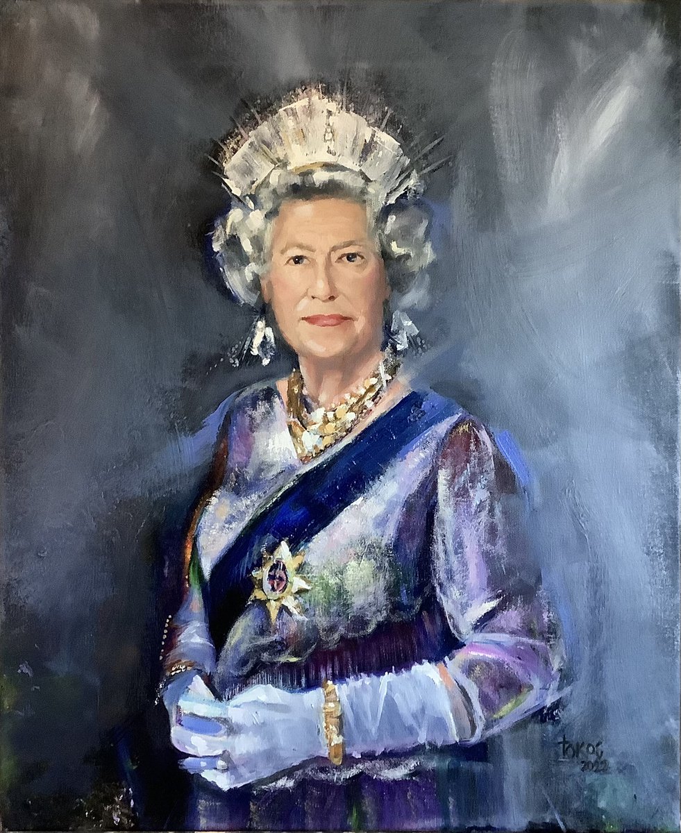 nancytokos's tweet photo. "Queen Elizabeth II " oil on canvas | 20" x 16"|©️TOKOS  2022  
https://t.co/Ybs1zibrOD
#queenelizabethII #hermajesty #unitedkingdom #HRH #nancytokosart  #nancytokos https://t.co/MeC7GitWPD