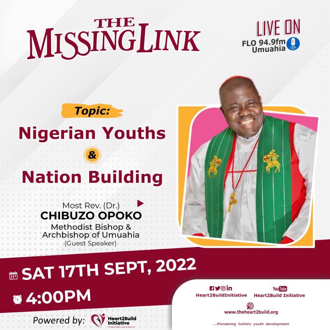 Heart2Build's tweet photo. Just a quick reminder ✨, in few minutes the Missing Link program will go live on Flo 94.9fm Umuahia and on our Facebook page @ Heart2Build Initiative. Join us today for this wonderful edition 🤩there is always something to gain for everyone 💯 https://t.co/fR4e2yJbPF