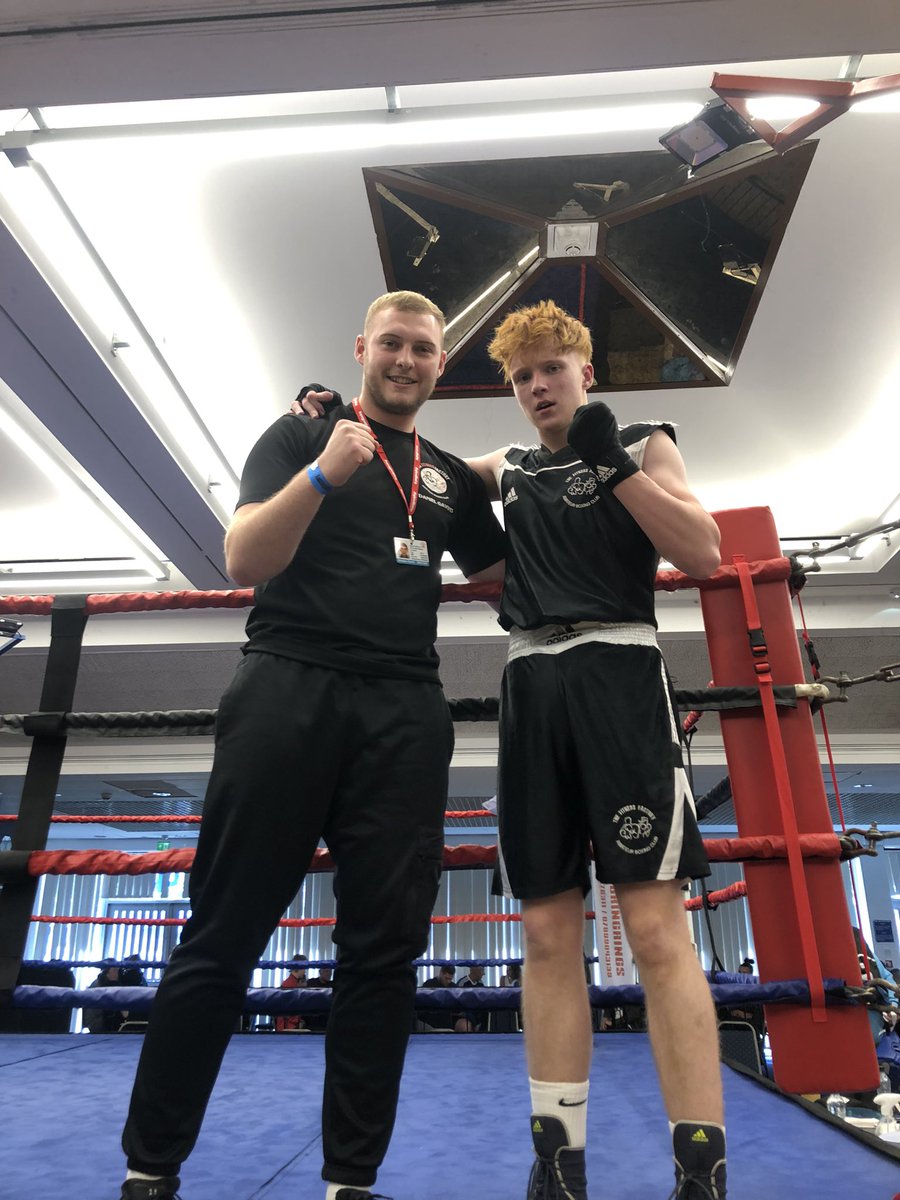 FitFactoryAbc's tweet photo. Another good day for our gym today at Bolsover Boxing Clubs Show in Mansfield, lovely people &amp; great venue, here’s our boxer William Rice &amp; his Coach Dan, great team these two 👊🏻💥👊🏻 https://t.co/HuXSZR1iRM