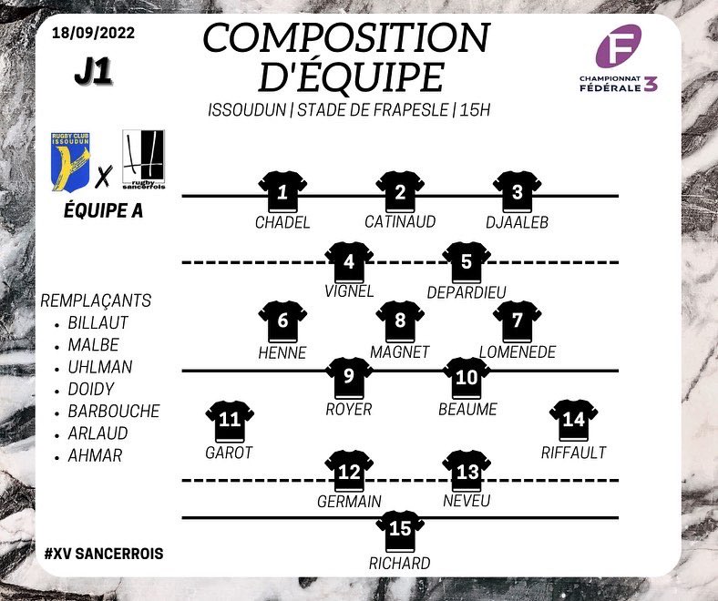 SancerroisRugby's tweet photo. Voici la composition des équipes pour notre première journée de championnat 
🖤🤍 https://t.co/W3CPurOV4m