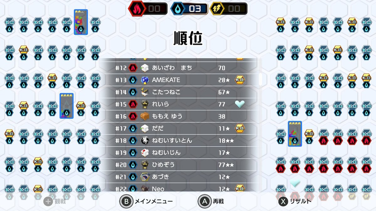 sinonTETRIS's tweet image. TETRIS99コラボお疲れ様でした～！
1勝2敗だったけど楽しかった～！
参加してくれた方々もありがとうございました～！
ぴったり消したかったw
#シノンらいぶ #nLINEs #Tetris99 #Tetris #NintendoSwitch