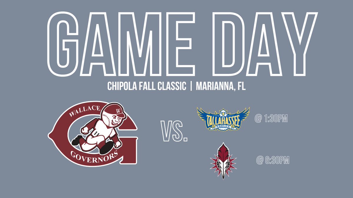 govbaseball's tweet photo. ❗️GAME DAY❗️

#Govs are on the road again at the Chipola Fall Classic for a two-game set!

Game 1 vs. Tallahassee CC @ 1:30
Game 2 vs. Coastal South @ 6:30

📍: Marianna, FL
⏰: 1:30 &amp; 6:30 (CST) 

#GoGovs // #WinTheDay 🎩 https://t.co/qhT4G0QiO8