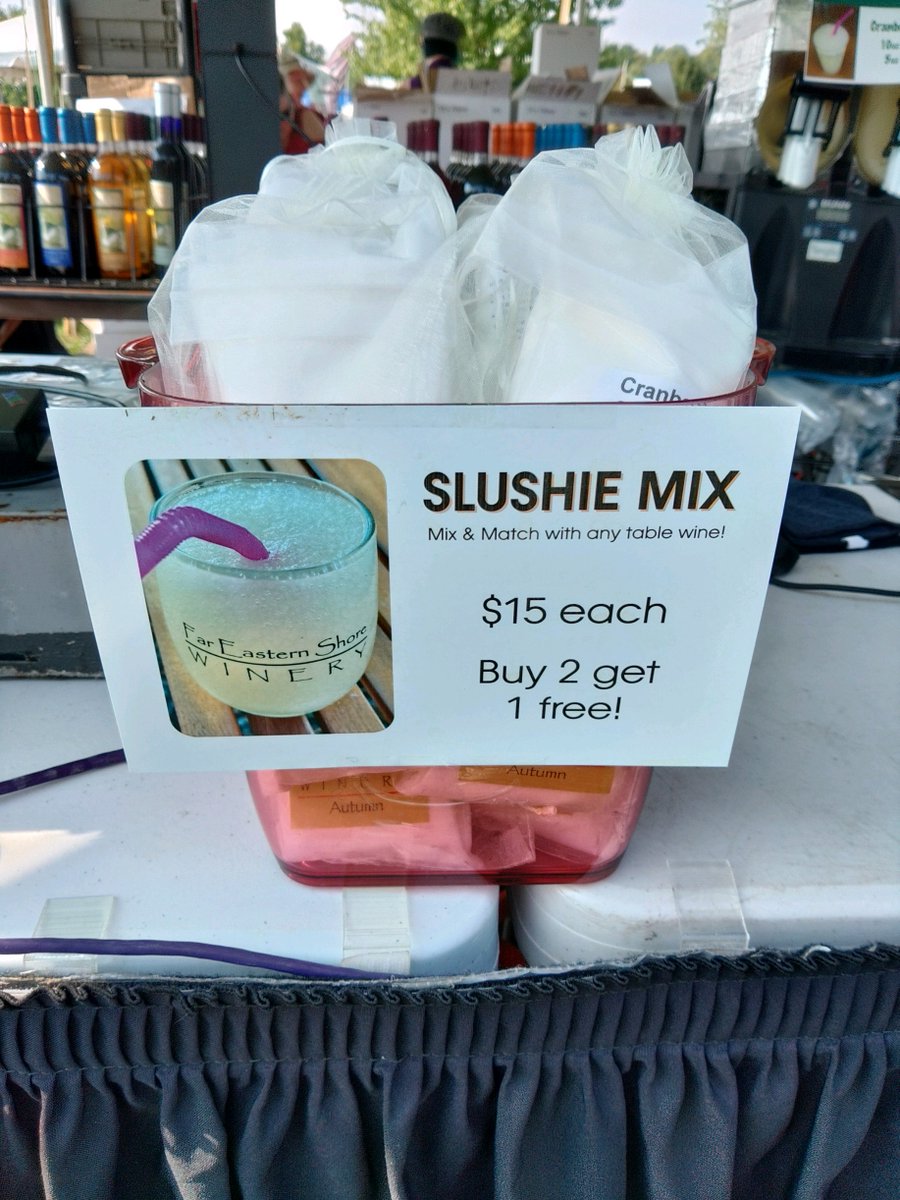 FESWinery's tweet photo. It's #MarylandWineFestival time!!! And what a great day for it. We are very excited to also be offering a new festival product: our Cranberry Crush wine slushy mixes. Come see us today and tomorrow. #MDWine #FESWinery #buylocal #drinklocal #winetasting #winefestivals https://t.co/0RVnBJXpQt