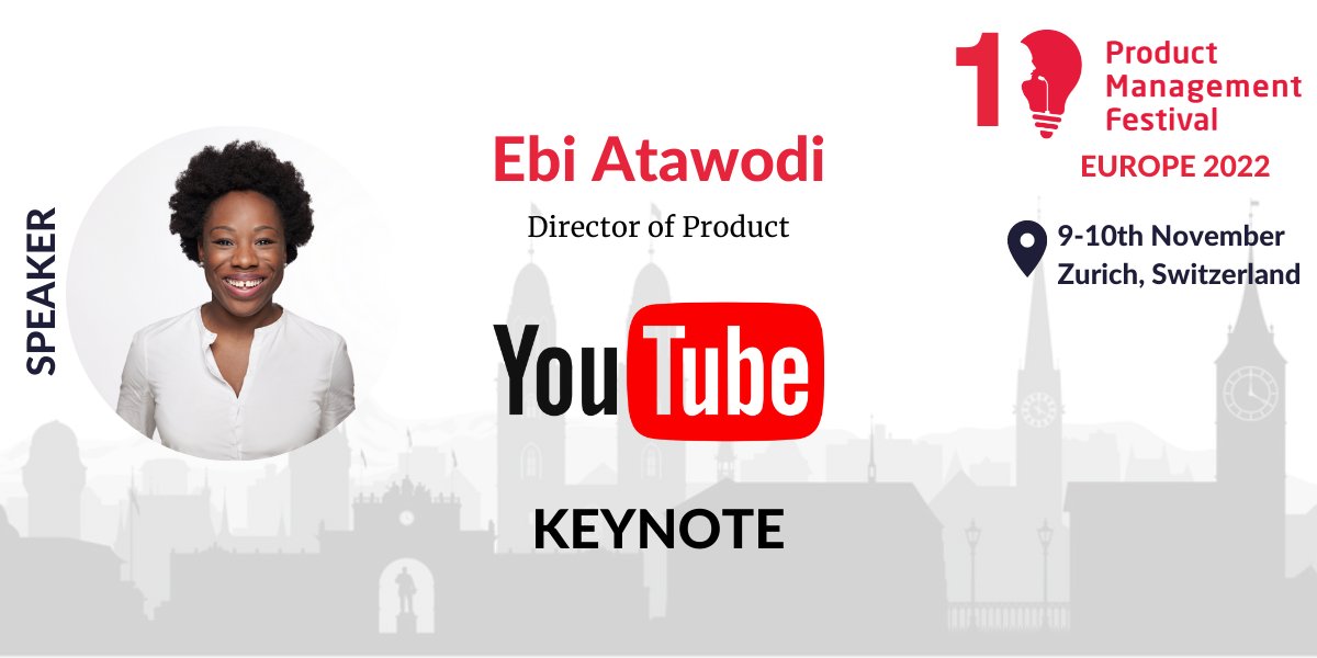 ProdMgmtF's tweet photo. Ebi Atawodi from Youtube will open our upcoming conference in November with an amazing keynote!! Learn who she is at: https://t.co/XtGqwsvhbJ #pmf22 #prodmgmt https://t.co/QlV0KX0uQk