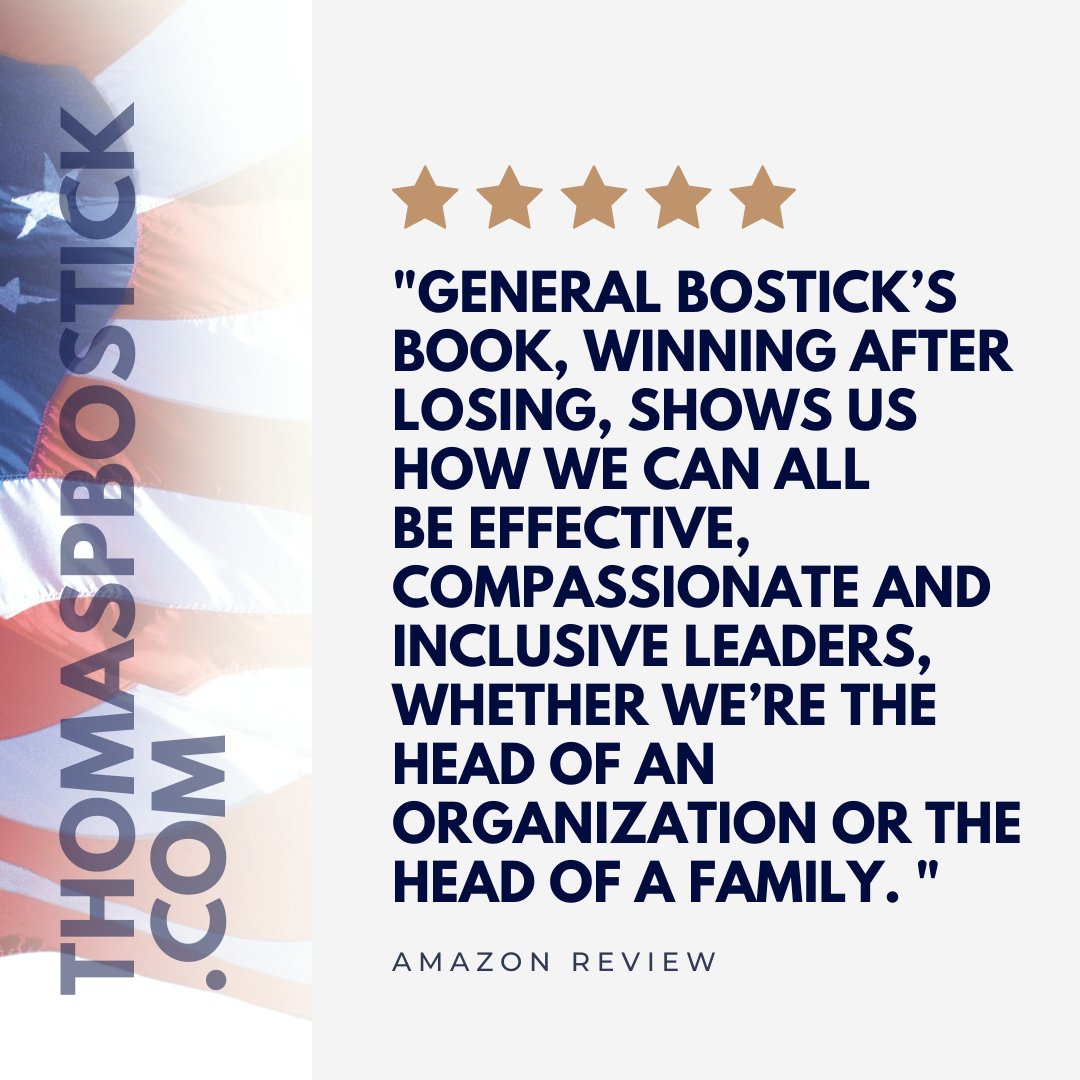 bostickglobal's tweet photo. Amazon review: "General Bostick’s book, Winning After Losing, shows us how we can all be effective, compassionate and inclusive leaders, whether we’re the head of an organization or the head of a family."
https://t.co/HfuYGByyOo
#teambuilding #resilience #leadership https://t.co/rla5bjk66c