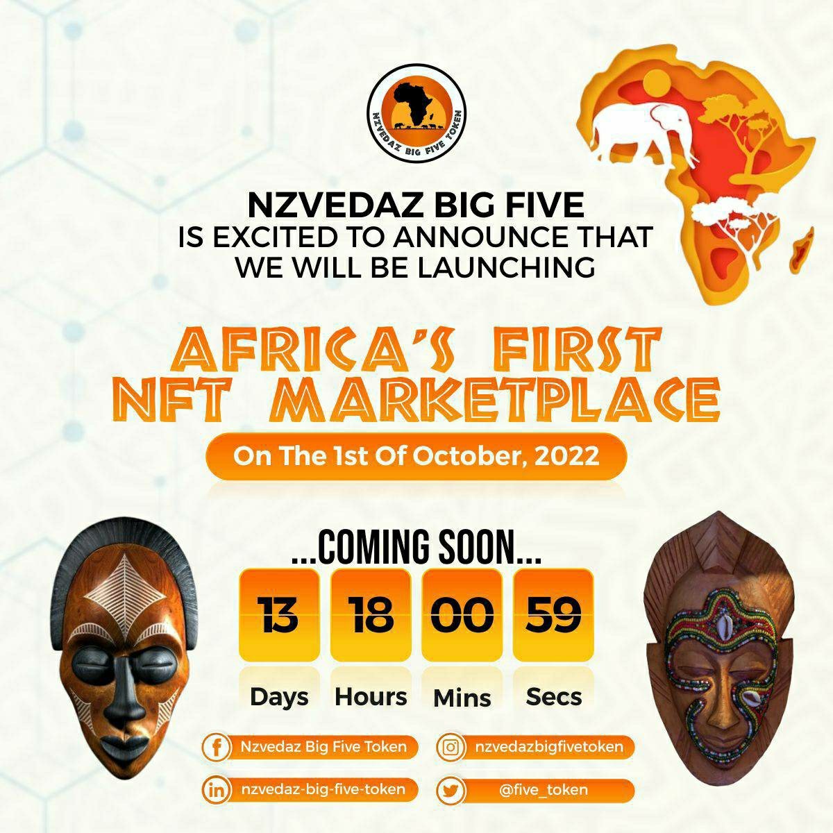 five_token's tweet photo. ①③:⏰| 𝐂𝐡𝐚𝐫𝐠𝐢𝐧𝐠 𝐟𝐨𝐫 𝐭𝐡𝐞 𝐁𝐢𝐠 𝐃𝐚𝐭𝐞 -  We are bringing to an abrupt halt the exploitation and exportation of our Art cheaply. Artists will benefit on successive sale of their artwork.

#𝐁𝐅𝐓 #𝐓𝐢𝐦𝐞𝐅𝐨𝐫𝐀𝐟𝐫𝐢𝐜𝐚 #𝟏𝐬𝐭𝐎𝐜𝐭𝐨𝐛𝐞𝐫𝟐𝟐 #𝐓𝐡𝐞𝐁𝐢𝐠 https://t.co/cHWHSKx6VT