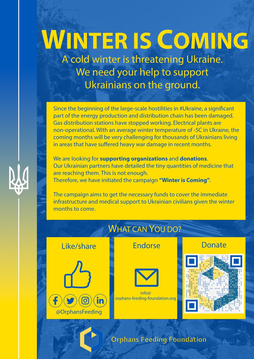emile_fondation's tweet photo. What can you do to support our project “Winter is coming” for Ukraine 🇺🇦? 

⬇️⬇️⬇️

✅ Like and Share 

✅ Endorse 

✅ Donate

Https://https://t.co/Rt1xgdwCbZ

#winteriscoming #supportukraine #orphansfeeding https://t.co/dmJ7mD0QFI