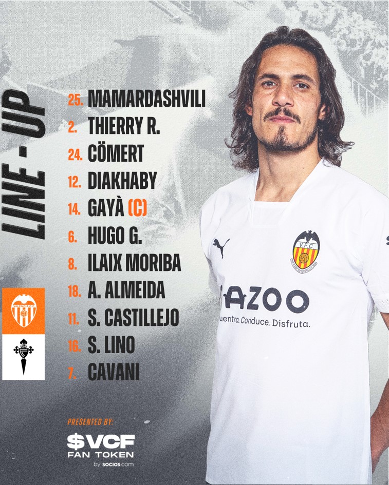 valenciacf's tweet photo. ⚽ XI INICIAL 🆚 @RCCelta

#ValenciaCelta 🦇🔵
#CORVCF | #ADNVCF https://t.co/qCzBadfD1M