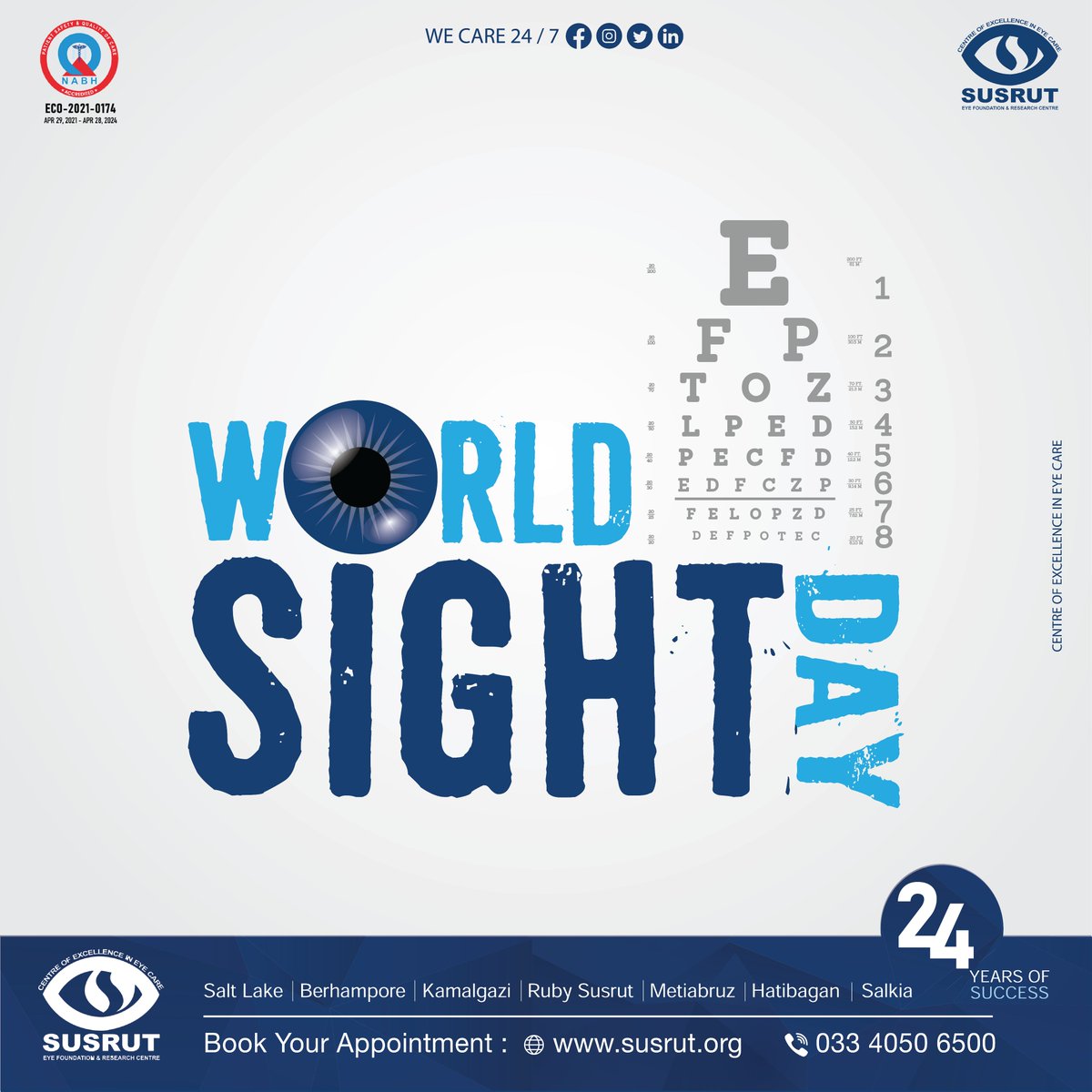 susruteyehosp's tweet photo. Eyesight is the biggest gift a person can receive!
This world sight day, pledge to keep your eyes healthy so that you can see a beautiful day, each day!
𝐕𝐢𝐬𝐢𝐭: https://t.co/aIO2oZwBOy
.
.
.
#SusrutEyeFoundation #Susrut #eyescreeningcamp #healthyeyes #WorldSightDay https://t.co/Wl3JNhlhUM