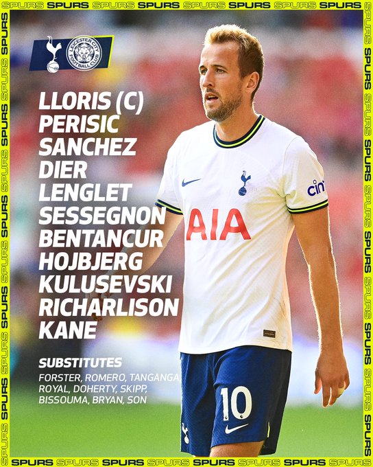 XI: Lloris, Perisic, Sanchez, Dier, Lenglet, Sessegnon, Bentancur, Hojbjerg, Kulusevski, Richarlison, Kane.