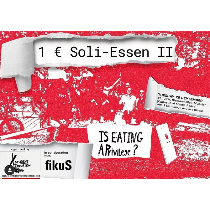 tierbefreiungms's tweet photo. 1€ Soli Essen - 20.9, 12:15 - Mensa am Aasee, Münster. 🌽🍅🥦🥖

Unsere Freunde von astudentliberationkamp bieten euch wieder veganes Essen für 1€ Solipreis an.

#studentmovement #socialinequality #socialinjustice #postcovid #inflation #ingermany #fightforrights  #veganfood https://t.co/nkL0yh8Yim