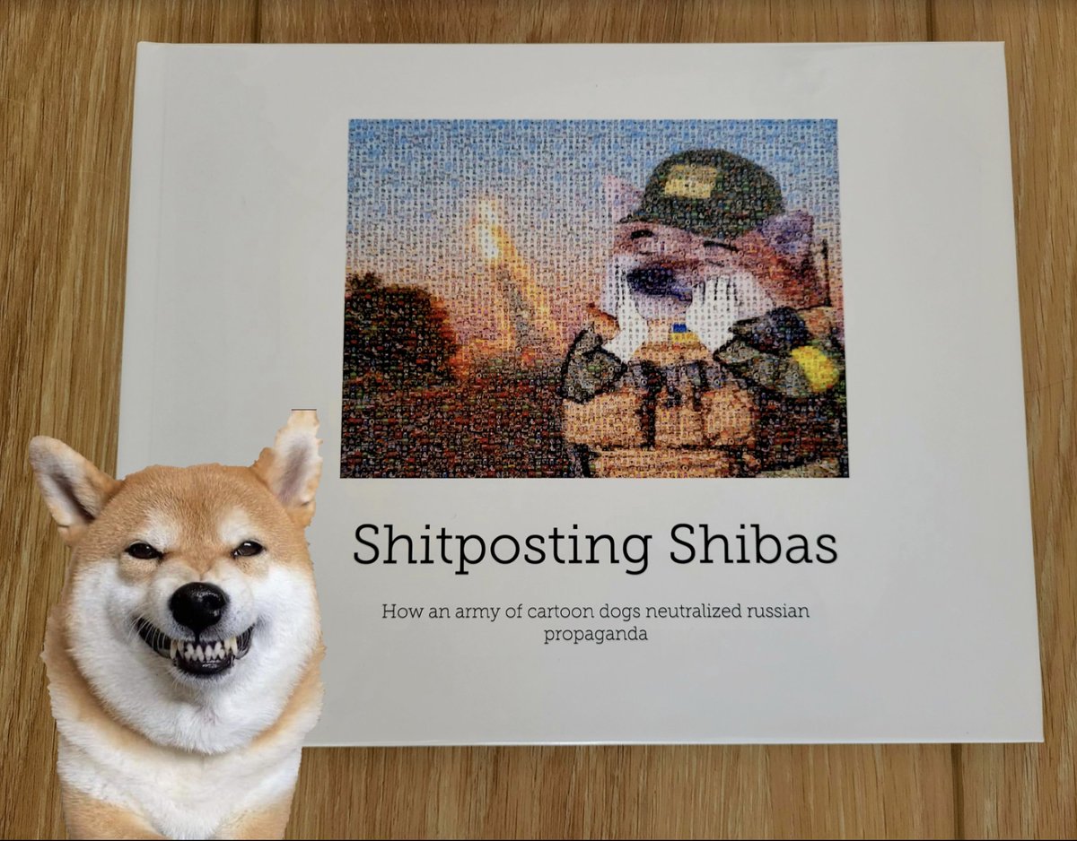 WeLoveNATO's tweet photo. Shitposting Shibas! The book is finally ready to buy! 

1. Get it via the link in next tweet 
2. Donate equivalent of at least €5 to @georgian_legion (honor system)
3. If your fella is not there, you can add it! Instructions are further in thread. 

#FellasCoffeeTableBook https://t.co/9AKKf1gV9I