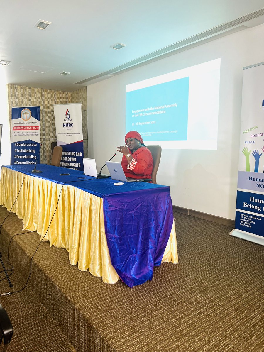 WomenInLiberat1's tweet photo. We presently have @FatouJagneS a Human Rights and governance expert and founder of @CenterWRL.
Fatou is presenting on the #TRRCreport on #AttacksOnMedia & #FreedomOfExpression @NHRCGambia @SuisseSenegal @FranceoSenegal @Gambia_MOJ https://t.co/yA8xfuZ2cu
