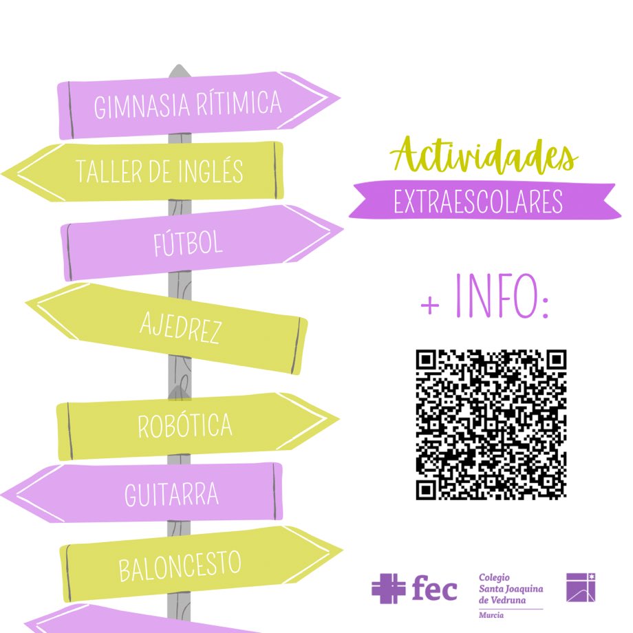 fecsjvmu's tweet photo. 🏀♟️🧑🎨💡🏐🎸¡Llegan nuestras actividades extraescolares! 🇬🇧⚽️🩰👨🍳🤖 #Extraescolares #Talentopropio #InteligenciasMúltiples #Innovaciónpedagógica #ColegiosFEC #Concriterio #SentidoCrítico #Megustamicole #Vueltaalcole #Murcia https://t.co/WUm0VmR8wC
