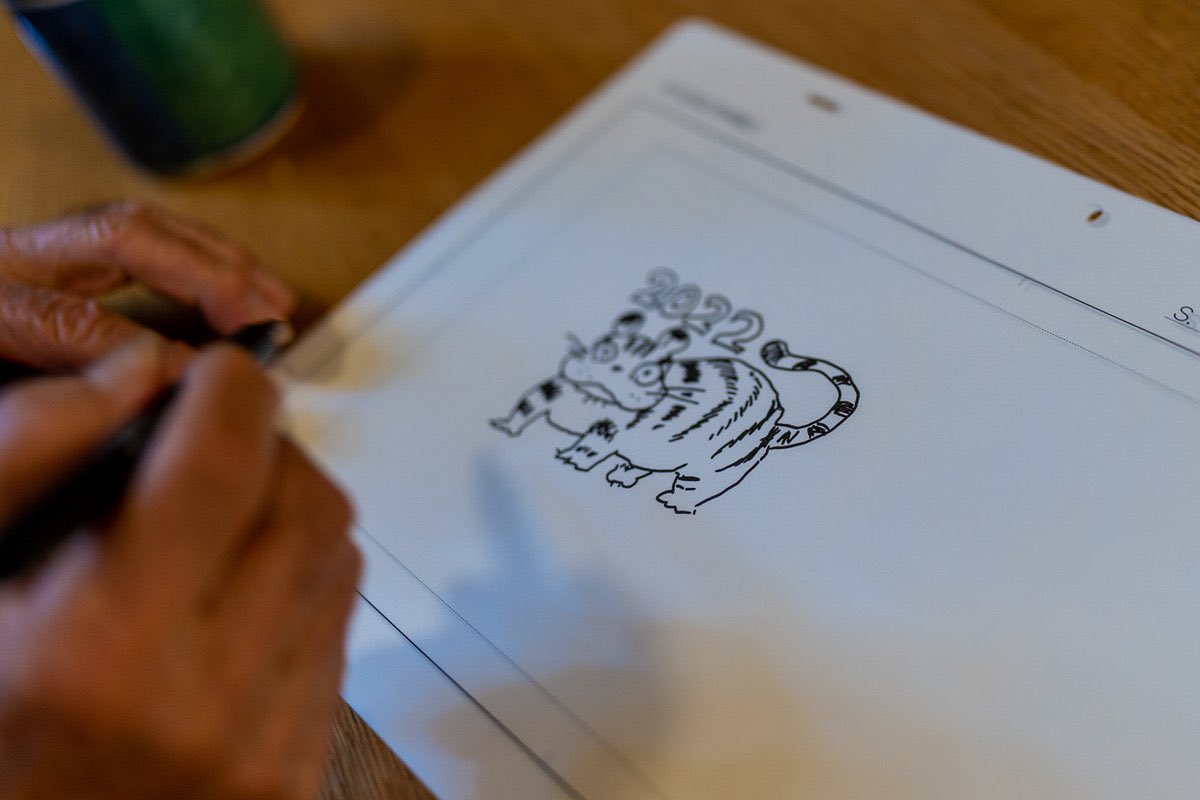 하야오 할아버지가 22년 연하장 호랭이 그리신거 항상봐도 미티겟음