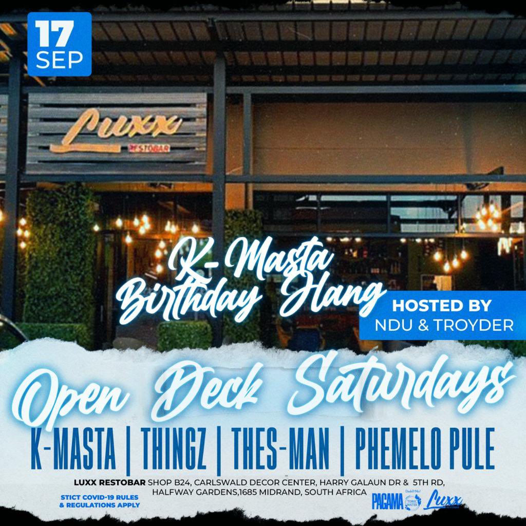 DjThesMan's tweet photo. Later tonight let’s meet out at Luxx Restobar, Midrand. 

I press play at 9pm

#deephouse #soulfulhouse #ohyea #ohyeatoothemax https://t.co/ksAclDJ4JT
