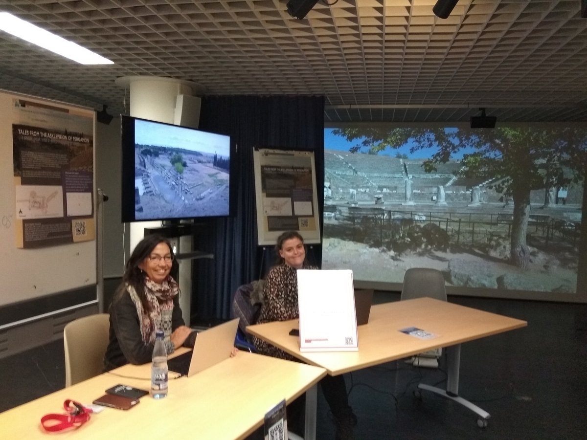 GArchaeology's tweet photo. Just before the Arts Festival starts, @AlexandraKatev3 and Christina Williamson are full of positive energy and ready to present some tales from the Asklepieion of Pergamon!!
#letterenfestival #deepmapping #Archaeology #ancienthistory #Asklepieion #Groningen https://t.co/WFHDCaCUsR