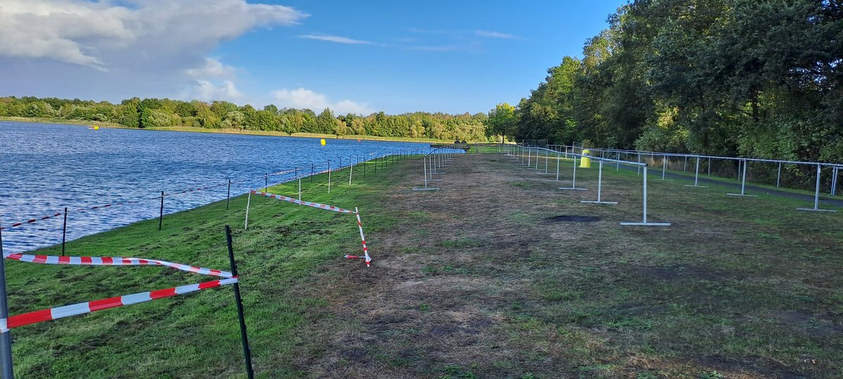 De finish- en wisselzone krijgen al vorm voor de wedstrijd op zondag!