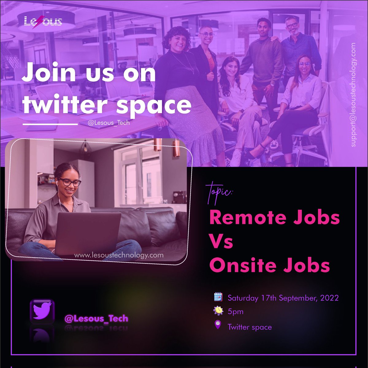 Lesous_Tech's tweet photo. *30 MINUTES TO GO*✈️✈️

There have been many contriversies about this particular topic.

Is it true that the world elites are trying to rule the world by creating more remote Jobs??

OR

Is on-site jobs another form of human slavery??

Join us this evening by 5pm   to know more✨ https://t.co/WDF1hsCHKf