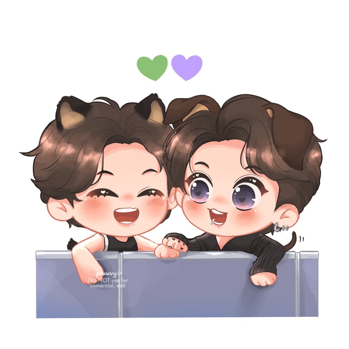 「2 little puppies #국뷔 #태국 #kookv #taekook」|Piuuvy⁷ 🐻 TAEKOOK DAY🔥のイラスト