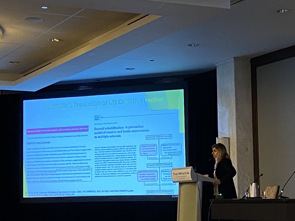 Stroke_doc's tweet image. Dr. Rola Mahmoud discusses treatment of cognitive decline in patients with multiple sclerosis #ISNS