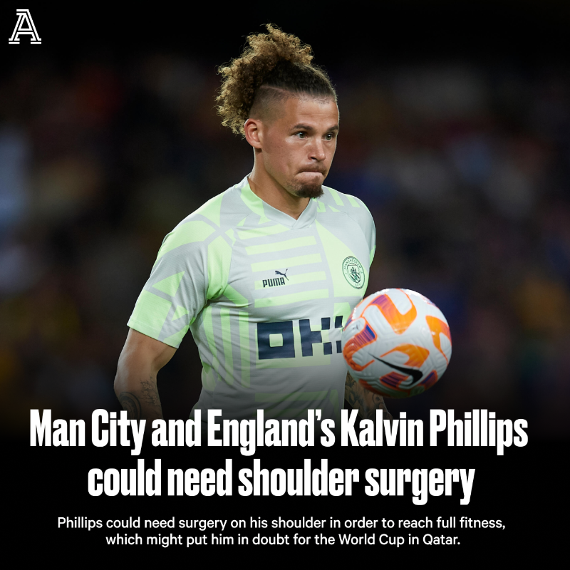 TheAthleticFC's tweet photo. Manchester City's Kalvin Phillips could need shoulder surgery — and could be a doubt for England at the World Cup as a result.

More from @SamLee