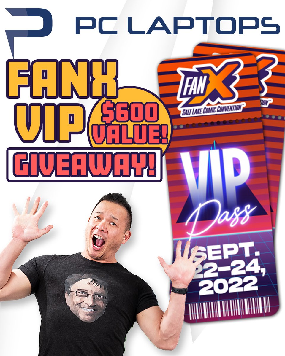 PCLaptops's tweet photo. *$600 FanX Salt Lake Comic Convention VIP TICKETS GIVEAWAY!*

We want to give away another pair of VIP FanX tickets to a lucky winner!
All you have to do is Like the post, tag a friend in the comments, and retweet!

The winner will be drawn at random on Tuesday, September 20th! https://t.co/k9o7rx8oOc