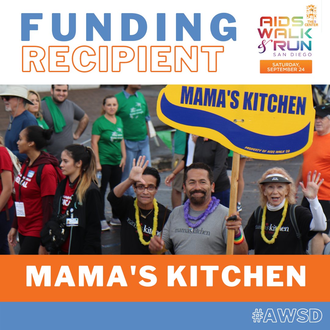 LGBTCenter's tweet photo. 👠👟🏅 Show some love to AIDS Walk &amp; Run Funding Recipient, @MamasKitchenSD who provides nutritional support to SD residents at risk of malnutrition due to critical illnesses such as HIV and more. #AWSD

🔗 Support their team here ➡️ https://t.co/WpFBU4ORJZ https://t.co/kiEtqqeh08