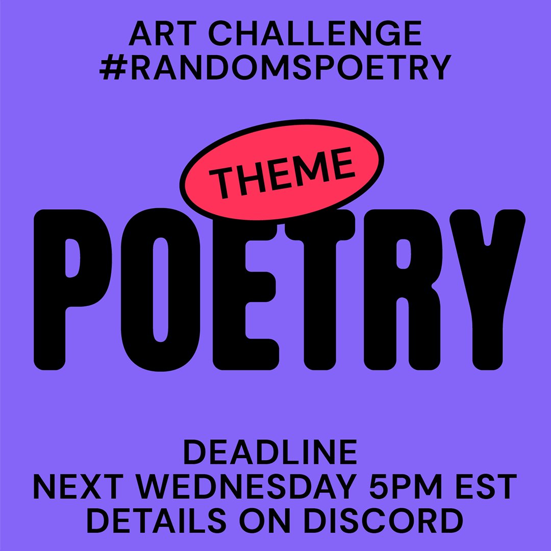 therandomsnft's tweet photo. ✍️ ARTISTIC CHALLENGE ✍️
We will do a poetry challenge for this week's art contest!
Share your creations using #randompoet on Twitter for a chance to win a Random NFT.
Good luck Randomies.🖤 https://t.co/aw9Q7uBwPN