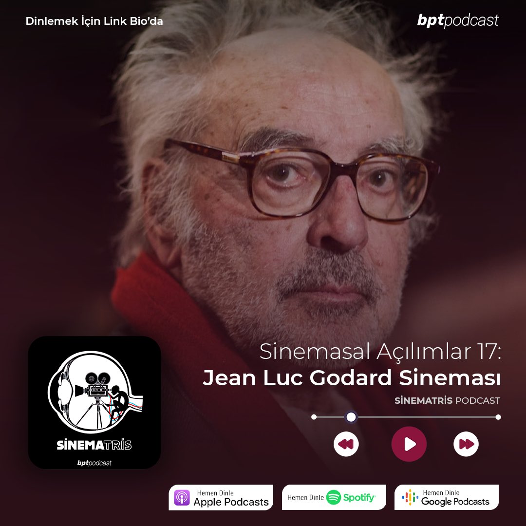 Sinematris'in Sinemasal Açılımlar dosyasının 17. bölümünde, sinema tarihinin en önemli yönetmenlerinden biri olarak kabul edilen ve geçtiğimiz günlerde hayata veda eden Jean Luc Godard'ı inceledik. Bölümümüzü dinlemek için:

podcastbpt.com/sinematris
