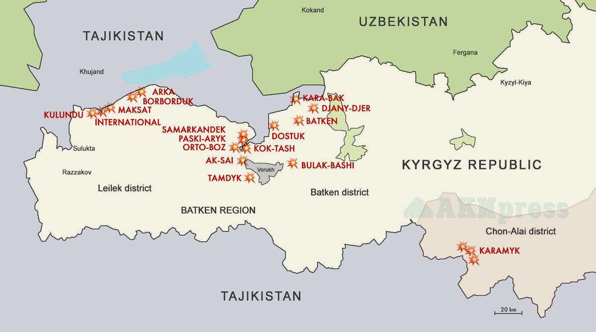 akipress's tweet photo. Map of the military assault by Tajik armed forces on the territory of the Kyrgyz Republic 
(as of September 17, 8:00 p.m.) https://t.co/dPFjMFXC0I