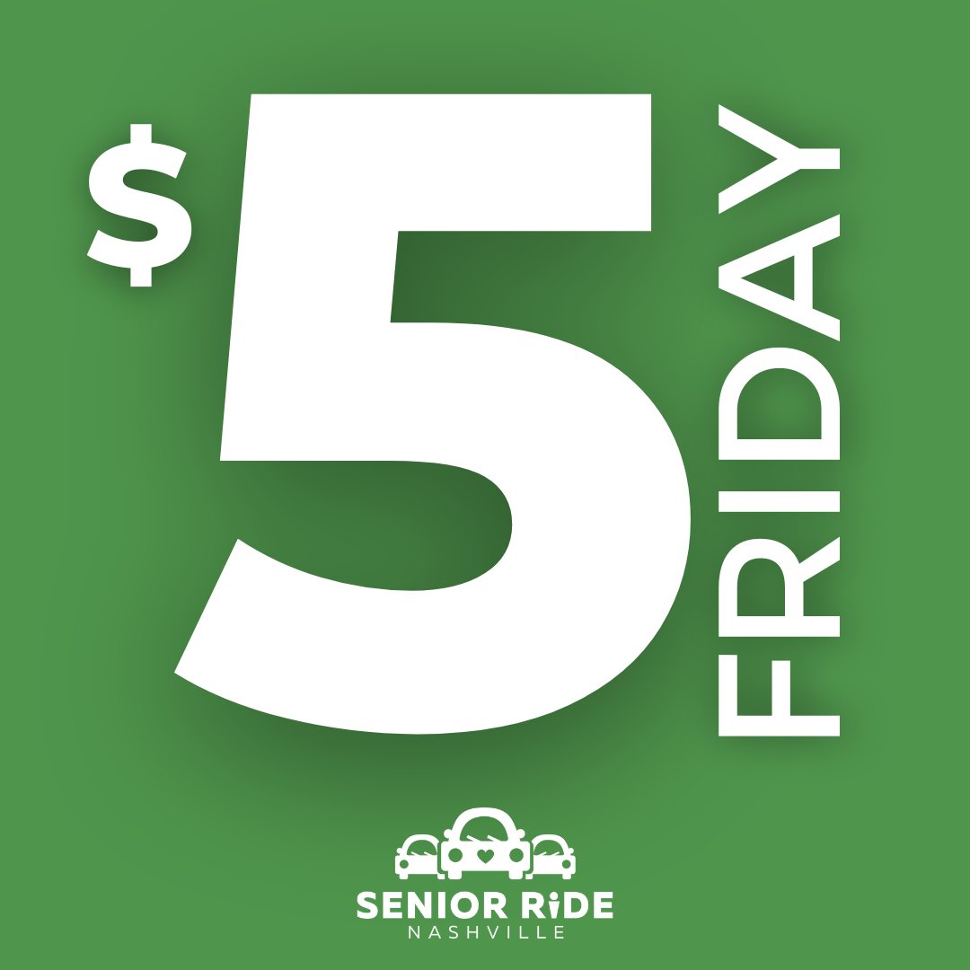 It is $5 Friday! Support older adults in your community by donating just $5. Your gift helps make sure seniors have transportation to essential appointments and stay connected to the community. Donate on Venmo (SeniorRideNashville) or through our website: seniorridenashville.org/donate.