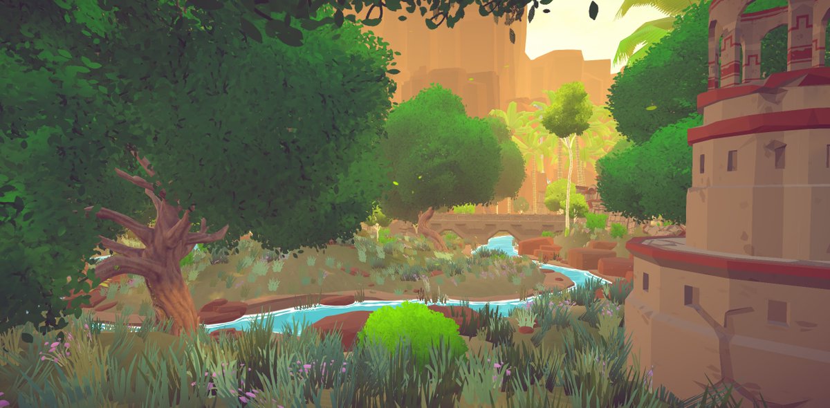 Lots of work on my Cursed Oasis environment. There's so much to explore and discover! Nearly done on the level that illustrates what lies beneath the oasis too! 👍 #screenshotsaturday #indiegame #gamedev #IndieGameDev #lowpoly #leveldesign #gamedesign #indiedev #madewithunity