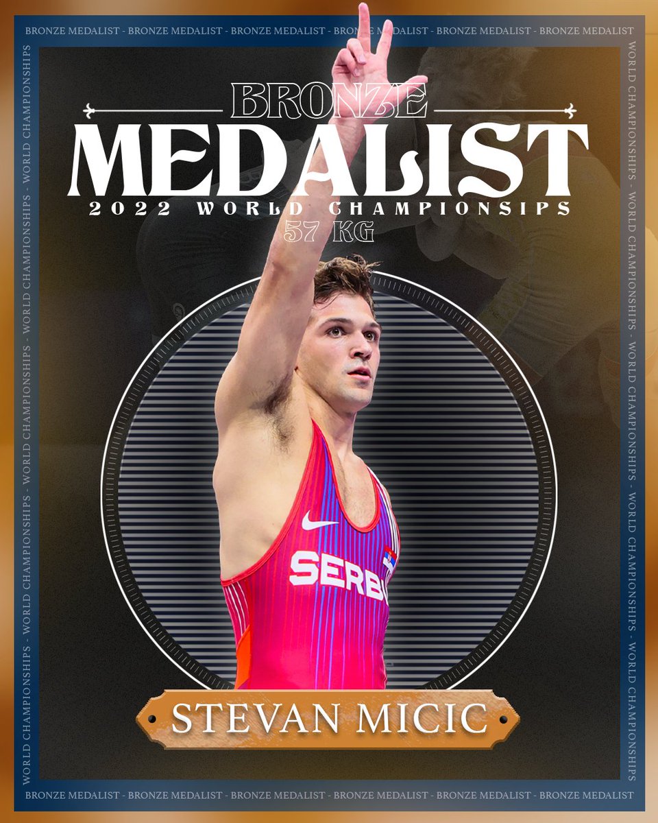 umichwrestling's tweet photo. Wolverine Stevan Micic captures 57kg world bronze with decisive 7-1 win over Cuba. Three takedowns. 🥉

He earns Serbia's first ever world medal in men's freestyle in front of the #WrestleBelgrade crowd. 👏👏 https://t.co/v9Tgbr6l6z