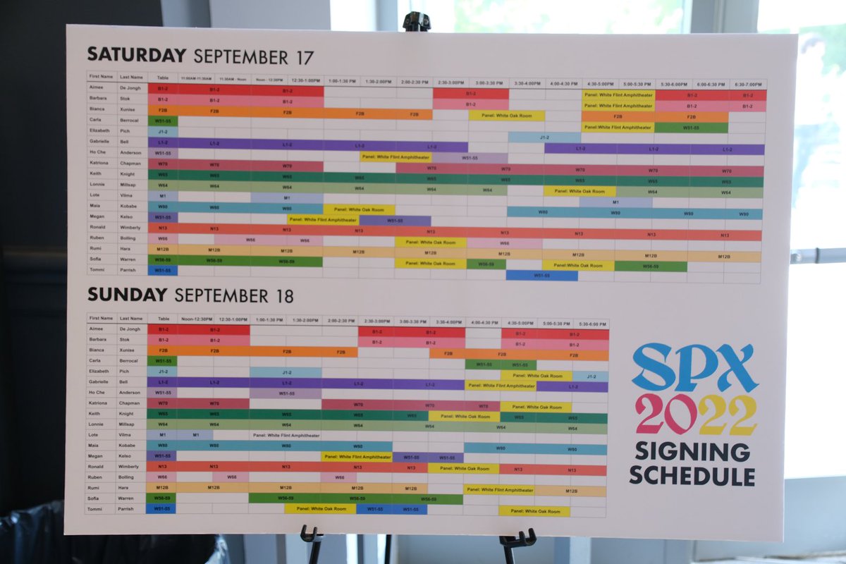 SPXcomics's tweet photo. The #SPX2022 signing schedule…. ENHANCE 👀! https://t.co/pM40g2kuQ8