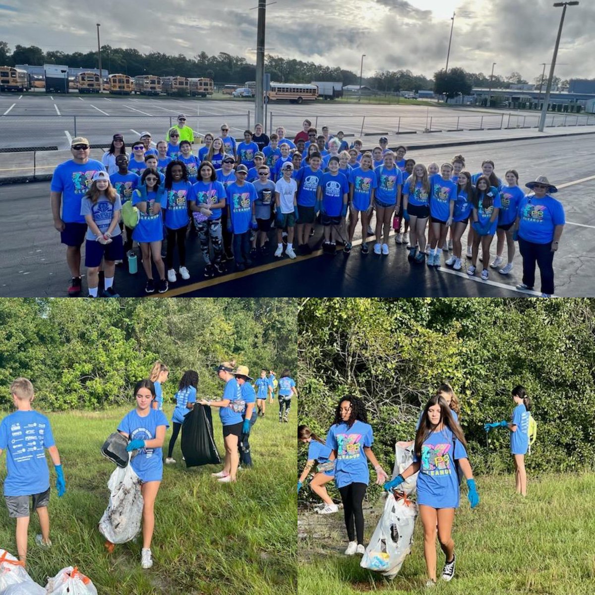 PineViewMiddle's tweet photo. NJHS made a difference in our community today w/National Clean Up Day off Parkway Blvd.
21 bags of trash (plus a vacuum 😂) totaling 420 lbs Thank you Panthers #ibstrong #ibcaring #nationalcleanupday #community https://t.co/wmnqa8dTKP
