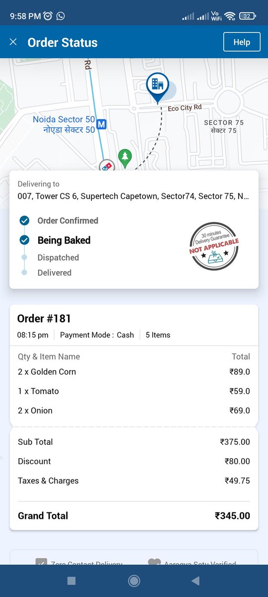 msrawat8's tweet photo. @dominos please see your customer service order on 08:25 pm and still as on 10:00pm on prepared https://t.co/rCCatZCBGL