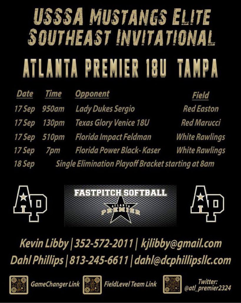<a href="/ATL_PREMIER2324/">Atlanta Premier 23/24</a> looking forward to a great couple of days at USSSA Space Coast Complex.We look forward to sharing the field with a lot of great competition.