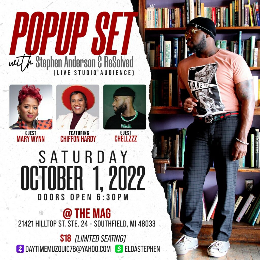 Come &amp; support my talented friend &amp; brother Stephen Anderson-Day Sr. as he returns to the “D” to share his new music. This night of awesome music will also feature Chiffon Hardy and guest rapper Chellzzz!!! 

Seats are limited. Tickets are available here: daytimemuzquic.ticketlocity.com/events/25772