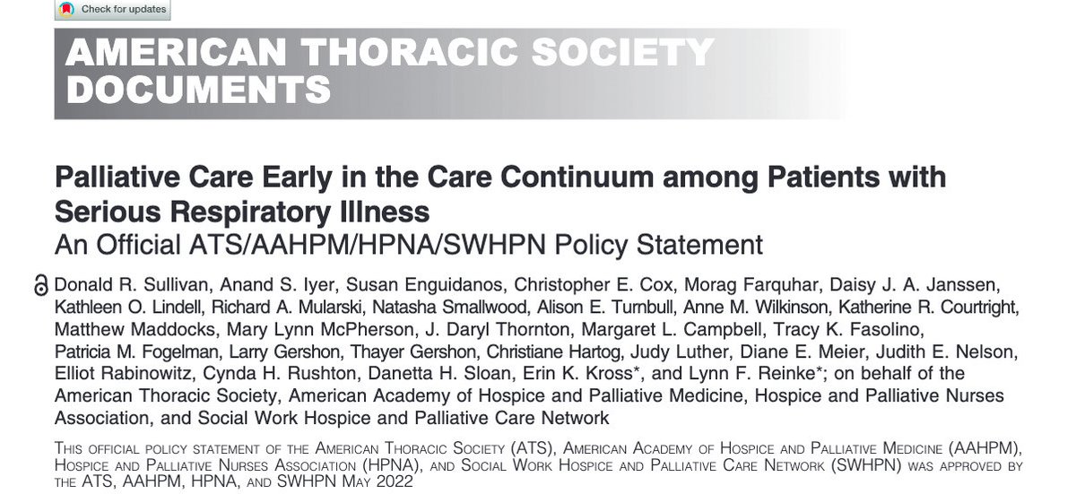 1A/CHECK OUT-#palliativecare official @atscommunity @AAHPM @HPNAinfo @SWHPN Policy Statement in @ATSBlueEditor Produced by an amazing team- interprofessional, international experts focused on improving pallcare in serious respiratory illness atsjournals.org/doi/epdf/10.11…