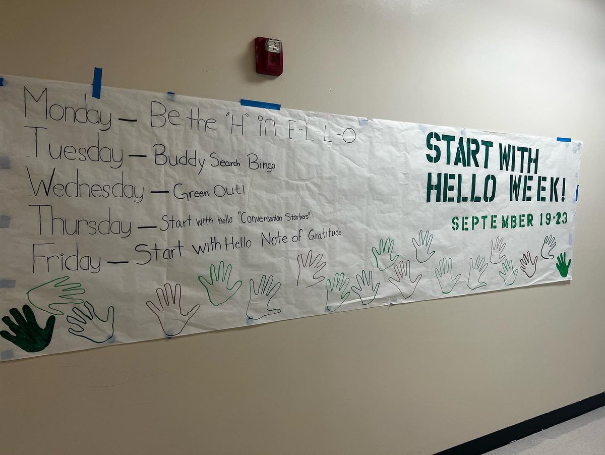 AEHS_OCPS's tweet photo. Acceleration East HS is ready for #StartWithHello next week! @OCPScounselors #AEHS #AbovEtherest @sandyhook https://t.co/BL0RqCfdPP