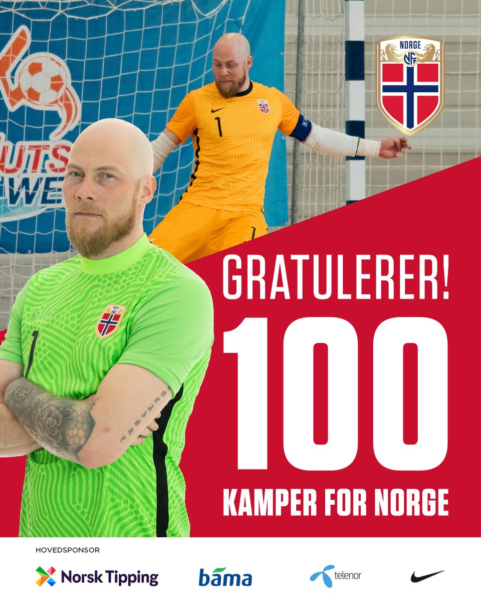 Kenneth Rakvaag spilte sin landskamp nummer 100 da Norge møtte Sverige i finalen i Åpent Nordisk Mesterskap i ettermiddag. Keeperen debuterte i Norges første futsallandskamp noensinne mot Irland i 2010 og har siden vært en bauta i mål for Norge. En formidabel prestasjon!