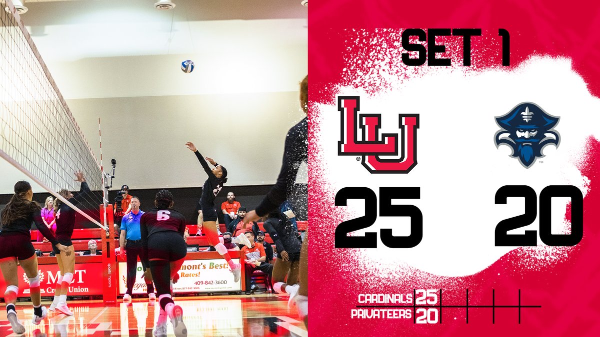 Cardinals looking to carry over the momentum from Friday night, take set one against New Orleans. #WeAreLU